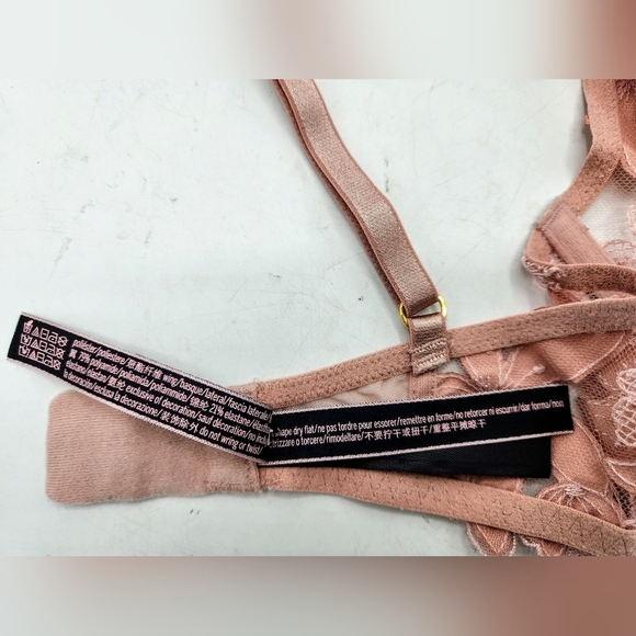 Victoria's Secret Dream Angels Floral Laced Mesh Detail Blush Mauve Bra Size 32D - Picture 9 of 12